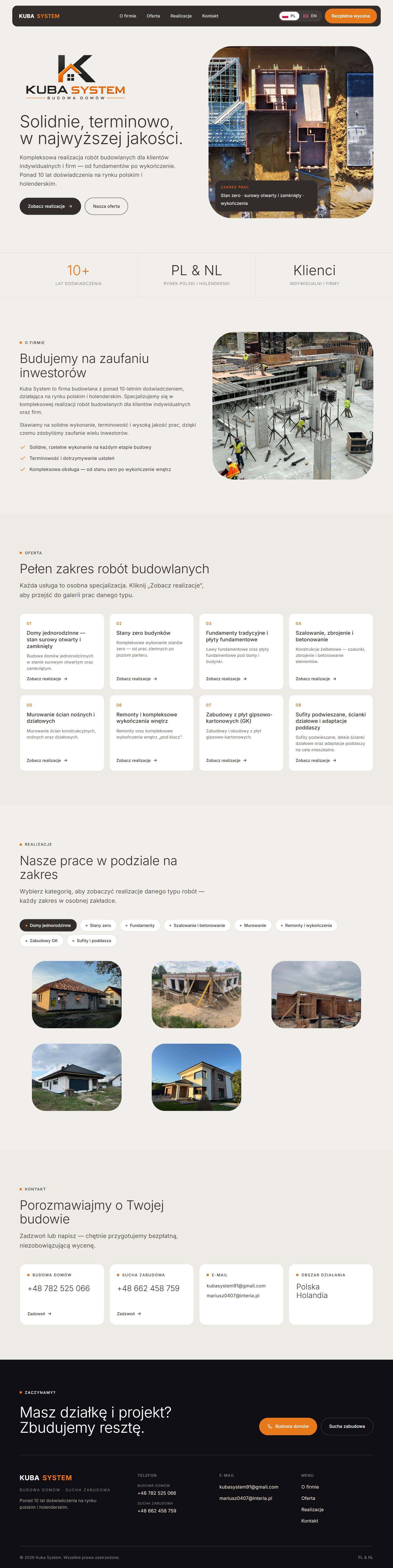 Strona Kuba System — firma budowlana