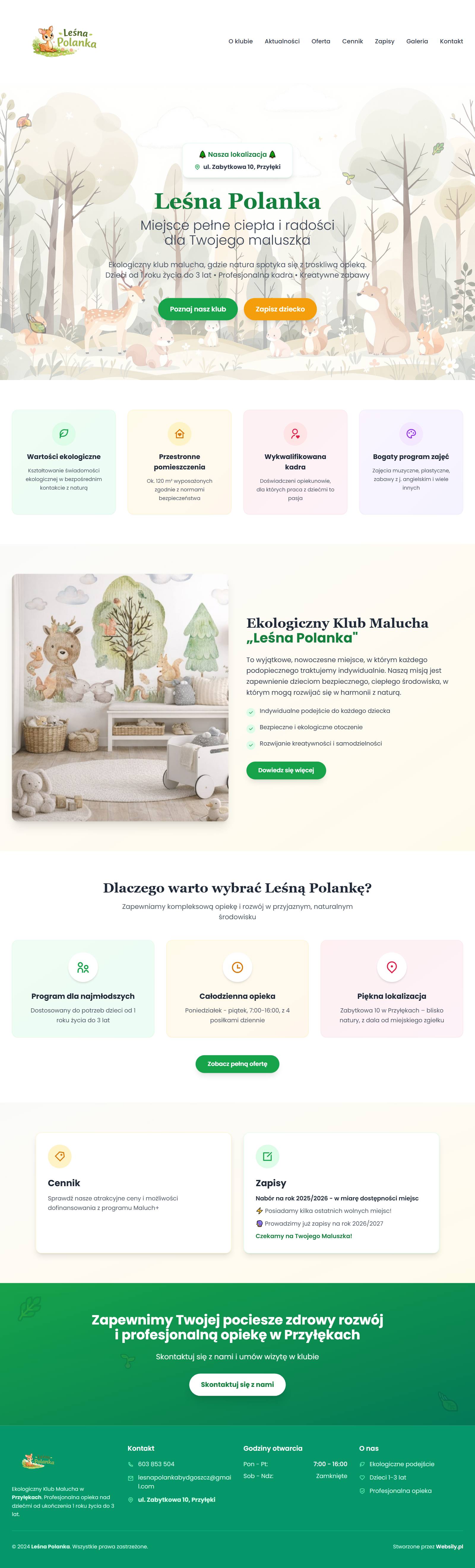 Strona Leśna Polanka — ekologiczny klub malucha