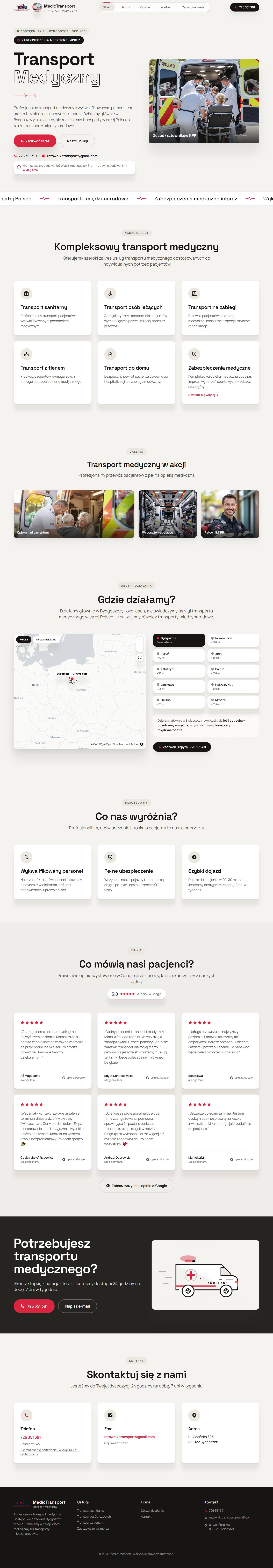 Strona MedicTransport — transport medyczny Bydgoszcz